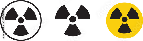 Collection of three radiation warning symbols in black and yellow