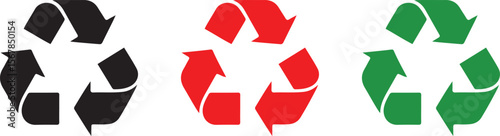 green, red, black  recycling symbol isolated on a clean white background