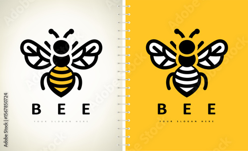 Bee logo vector. Beekeeping design. Insect illustration