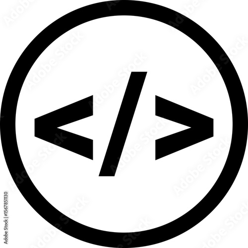 Code Symbol Icon, Web Development Tag, Programming Bracket Vector
