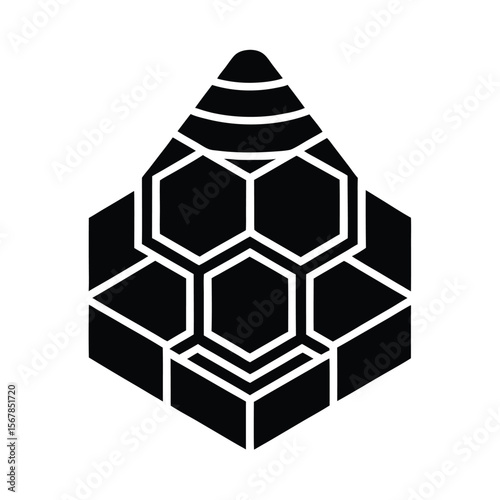 Geometric Beehive Hexagon Pattern Honey Cells Icon Vector Illustration
