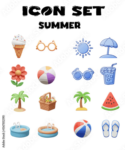 Icon Set Vector Summer