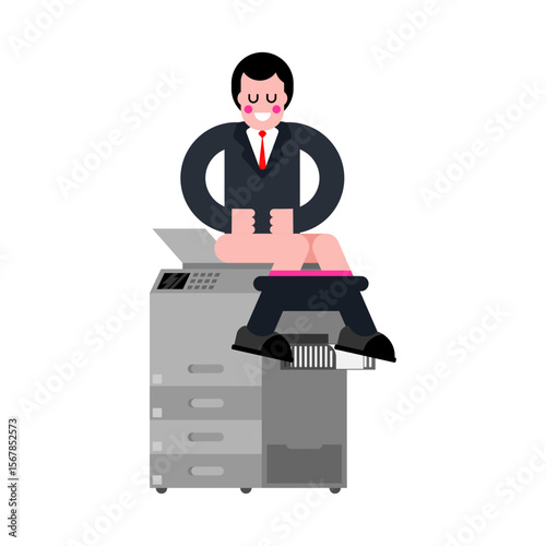 Guy copies ass on scanner in office. office prank