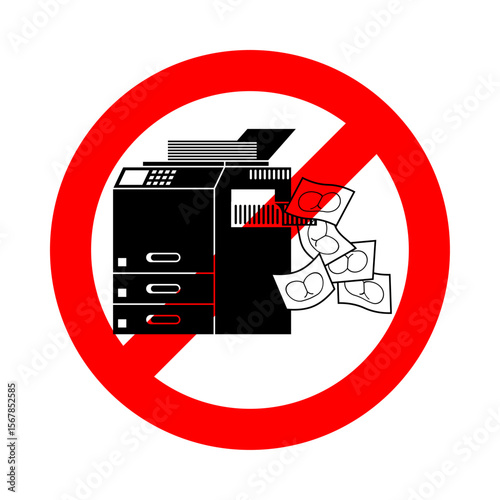 Stop copying ass. Don't make copies of ass. Red prohibition sign. Ban office prank