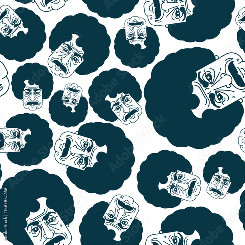 Grandpa portrait pattern seamless. Grandfather background