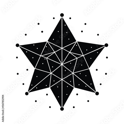 Linear Star Map Cosmic Grid Navigation Icon Vector Illustration