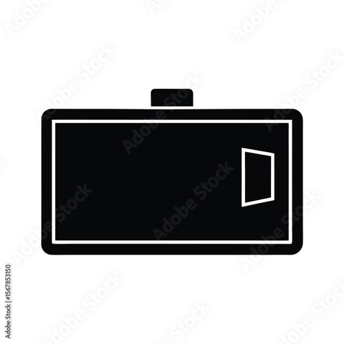 Minimal Battery Rectangular Body Power Level Icon Vector Illustration
