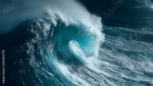 Close-up of a curling wave resembling a roaring lionâs head