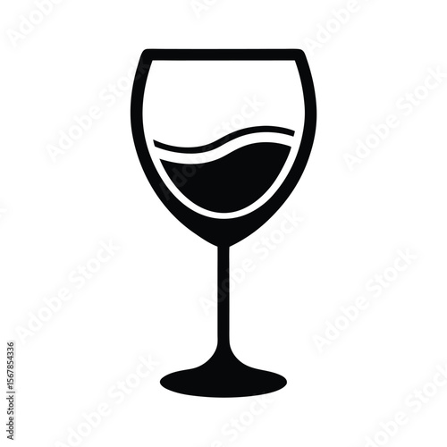 Minimal Wine Glass Stem Design Bowl Curve Icon Vector Illustration