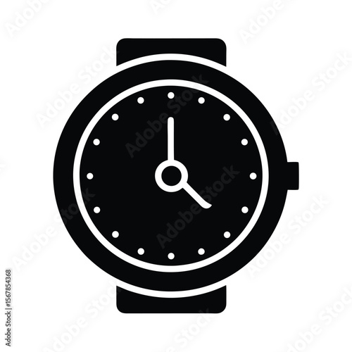 Minimal Watch Face Circle Outline Hour Marks Icon Vector Illustration