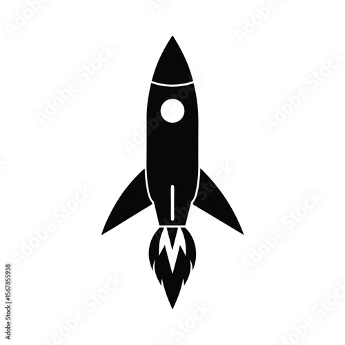 Simple Rocket Launch Thrust Lines Pointed Tip Icon Vector Illustration