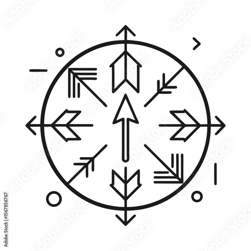 Line Arrow Vector Icon Set in Thin Line Style