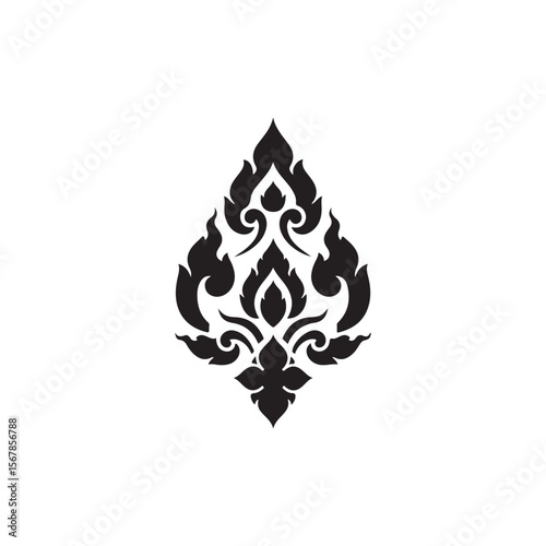 Traditional Thai style pattern decorative isolated icon simple vector icon on white background