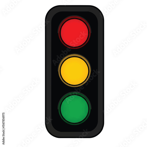 A Traffic Light Signal with Red Yellow Green Lights Isolated Vector