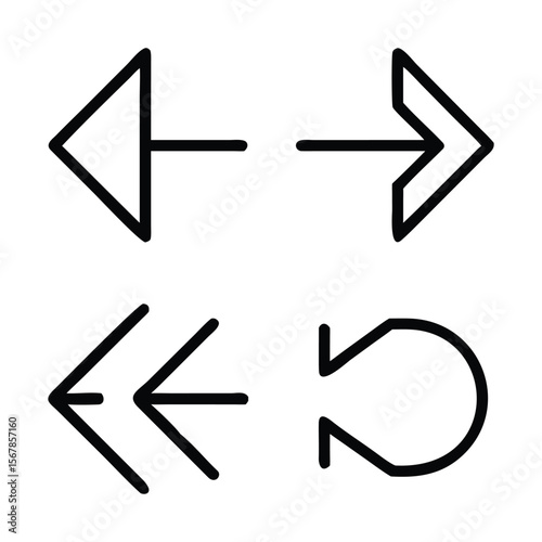 Line Arrow Vector Icon Set in Thin Line Style