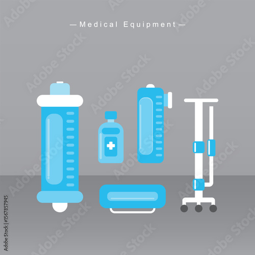 First Aid and Medical Supplies , Vector Illustration Bundle.