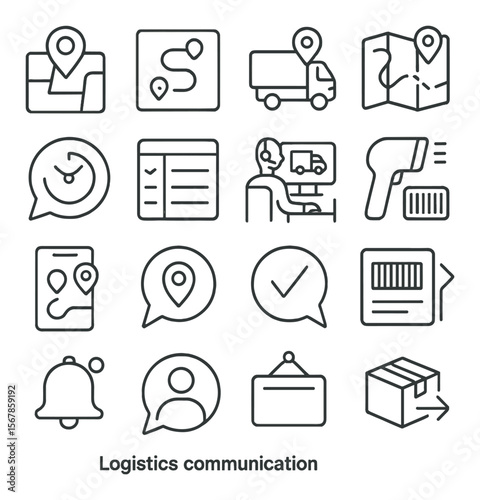 Logistics and delivery collection, transport communication symbols. shipping icons set