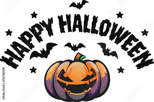 Happy halloween pumpkin art vector illustration 