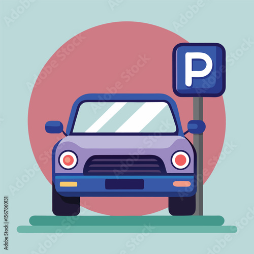 Automobile icon on parking zone board