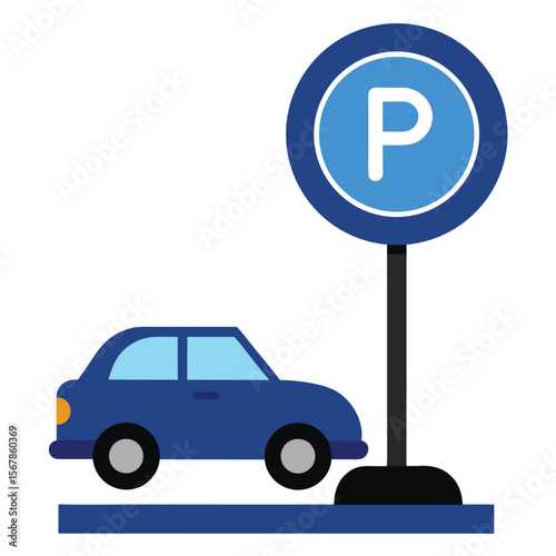 City parking symbol with car image