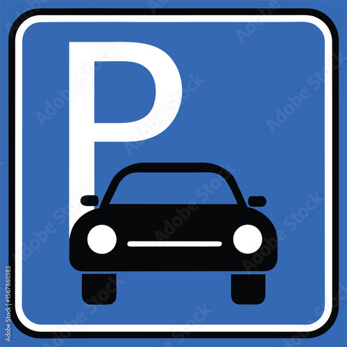 Car parking sign with blue symbol