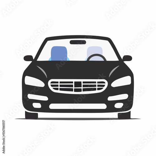 A front view illustration of a black car