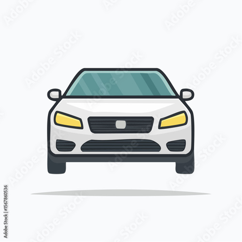A front view illustration of a white car