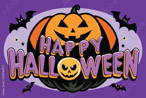 Happy halloween pumpkin art vector illustration 