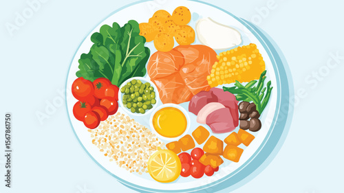 Nutritious Balanced Plate of Food with Lean Proteins - Health Concept