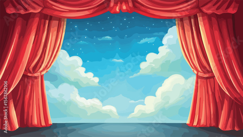 Captivating Theatrical Vector Illustration - Dramatic Stage Performance Design