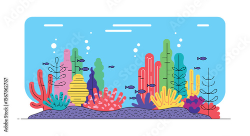 Vibrant coral reef ecosystem bursting with colorful marine life underwater scene