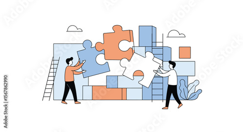 Teamwork and collaboration in building complex solutions together successfully
