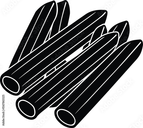penne noodle on white background.eps