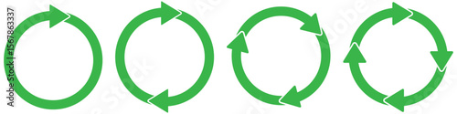 Recycle sing symbol. Recycling arrow icon green. Circle arrow icon set. Symbol of reload, Recycle, repeat, refresh icon. Interconnecting round arrow vector icons set. Vector illustration.