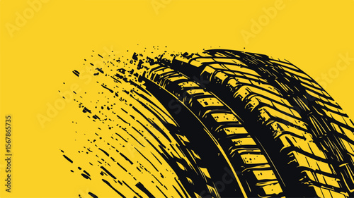 Bold Tire Track Vector Image for Creative Design Projects