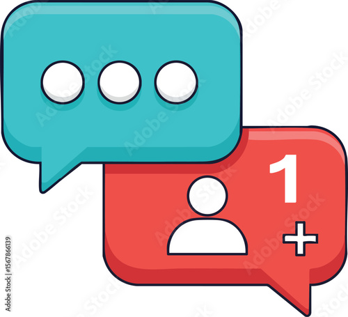 Social Media Notification Icons with Message and Friend Request Alerts Vector Illustration