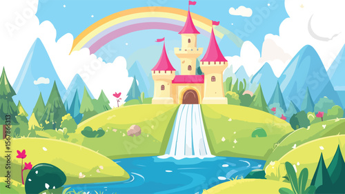 Enchanting Magical Castle Illustration for Creative Projects
