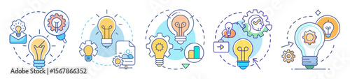 Conceptual illustration depicting the creation and execution of new and impactful ideas