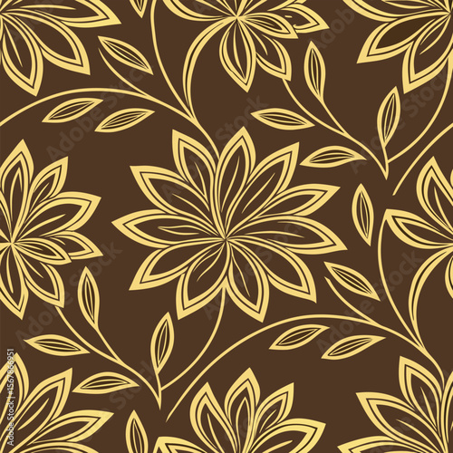A Seamless Texture of a Bronze Bas Relief with a Beautiful Intricate Floral Motif