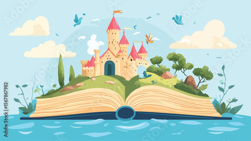 Whimsical Open Book Illustration for Creative, Education, and Imagination