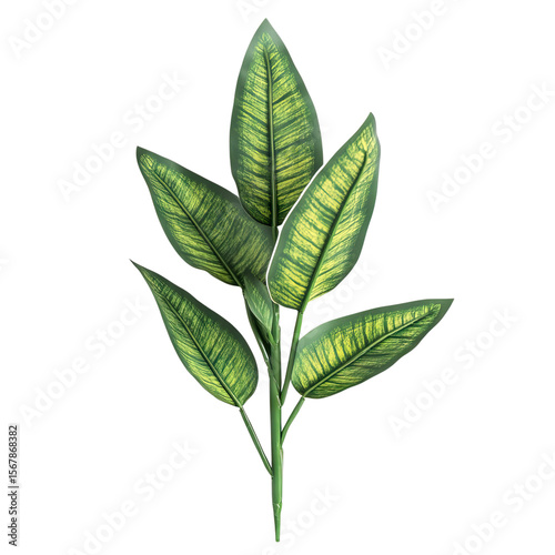 Vibrant Tropical Leaf Sprig: Lush Green Foliage for Design