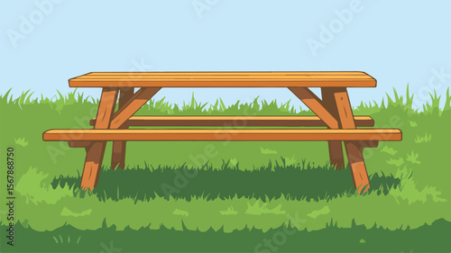 Inviting Wooden Picnic Table Set in Vibrant Ambiance for Outdoor Dining Decor Inspiration
