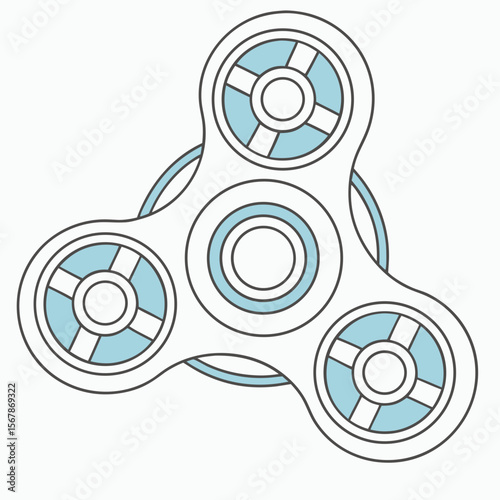 Blue and white fidget spinner toy spinning stress relief