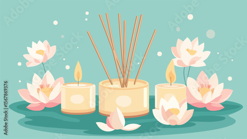 Aromatic Candles Vector Illustration for Home Decor and Relaxation Ambiance