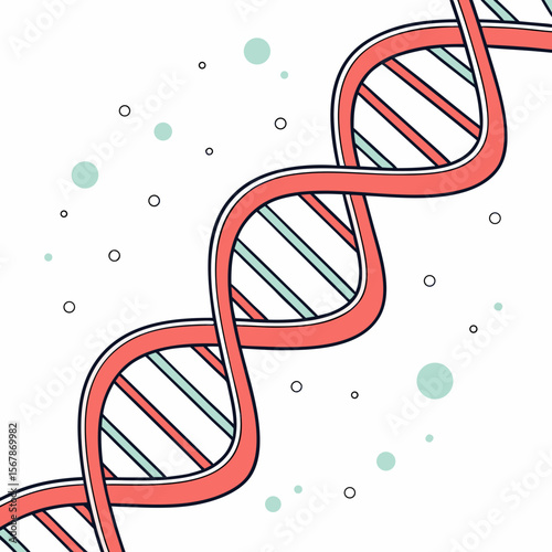Coral and Teal D N A Strand helix science