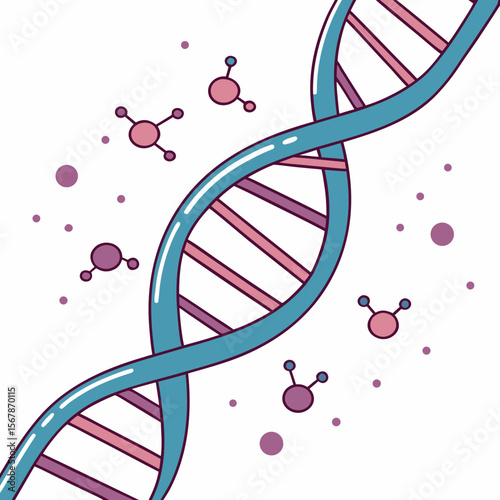 D N A helix with molecules science biology