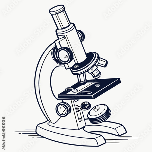 Detailed illustration of a scientific microscope scientific instrument