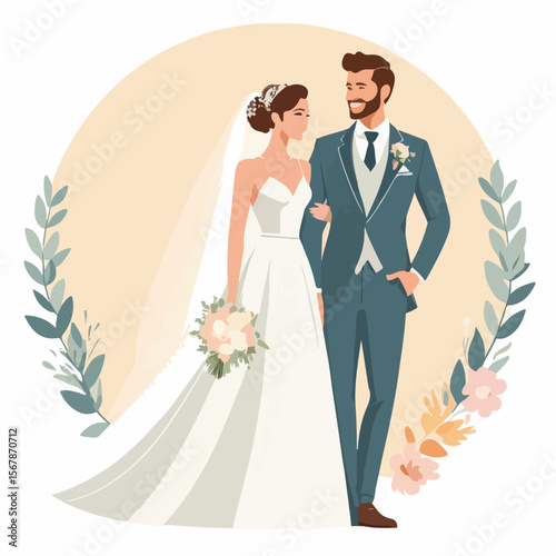Wedding Couple Logo Vector
