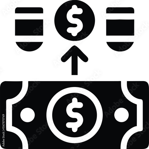 Growing money stack icon finance accumulation