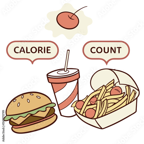 Fast food calorie count burger french fries